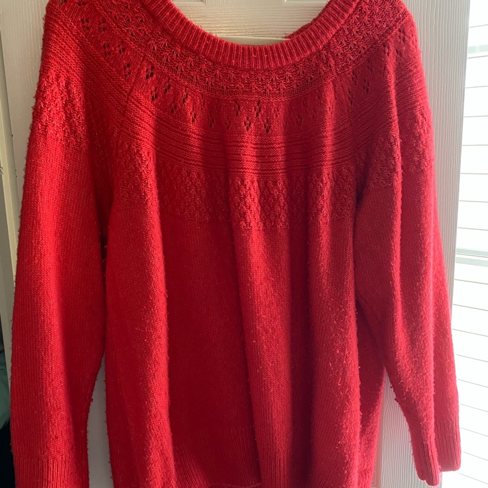 Crew neck sweater - not coral but not red. So so cute!!